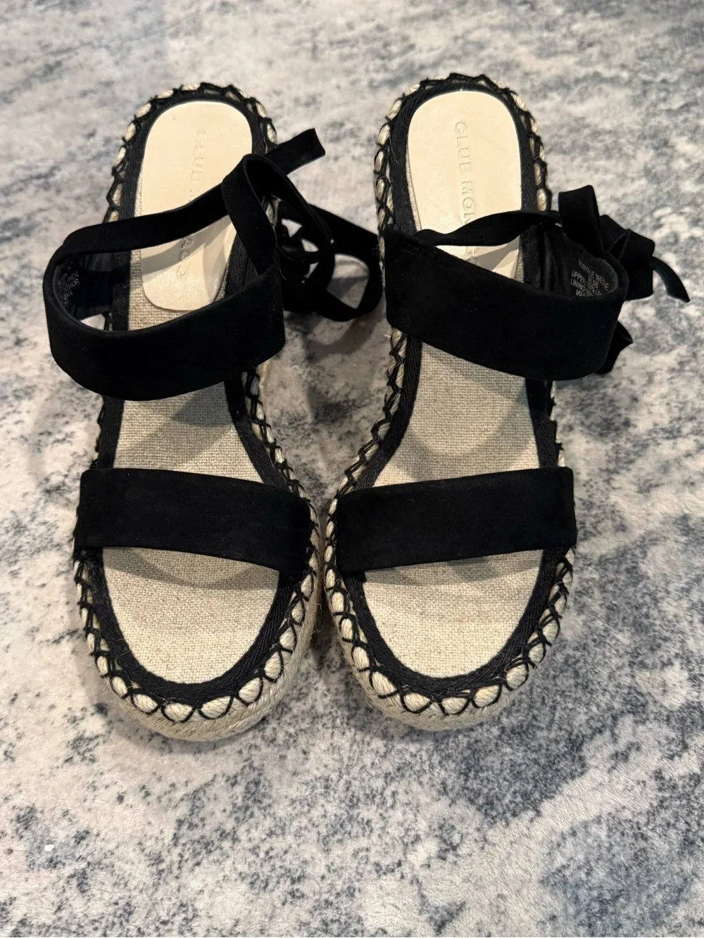 NWT Club Monaco Black Donyale Espadrille Wedge